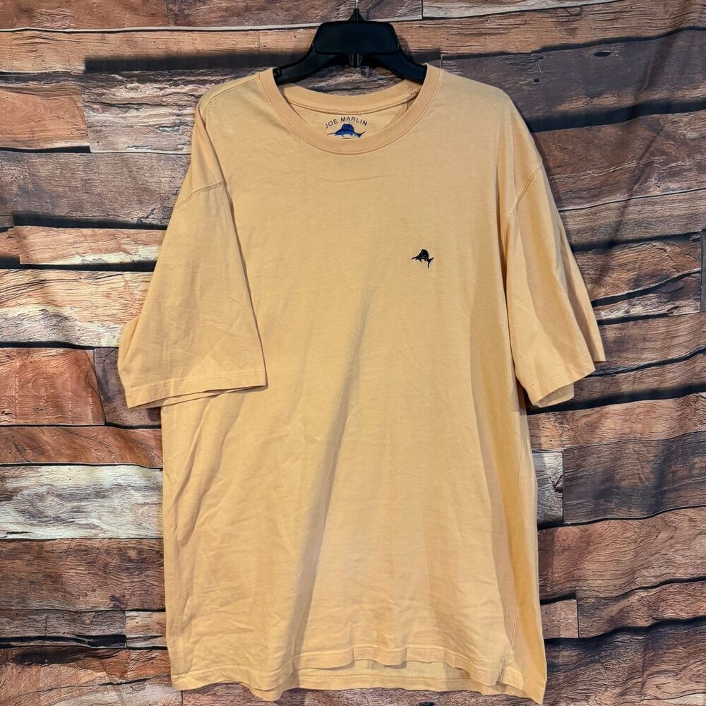 Joe Marlin T-Shirt Men's Light Orange XL 100% Cotton Embroidered Logo Crew Neck